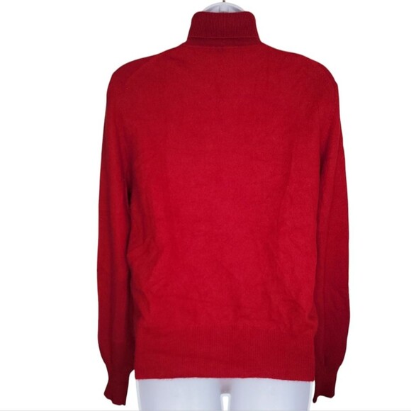 Lord & Taylor 2 Ply Red Cashmere Turtle Neck Sweater Size Large - Picture 2 of 5